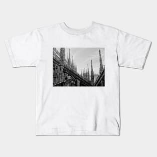 Black and White Milan Cathedral, Italy, Milan, Photography Kids T-Shirt